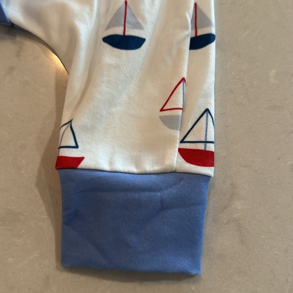 Sugar Bee One Piece Baby Boy's Outfit Sailboats Size 6 Months - Picture 3 of 8